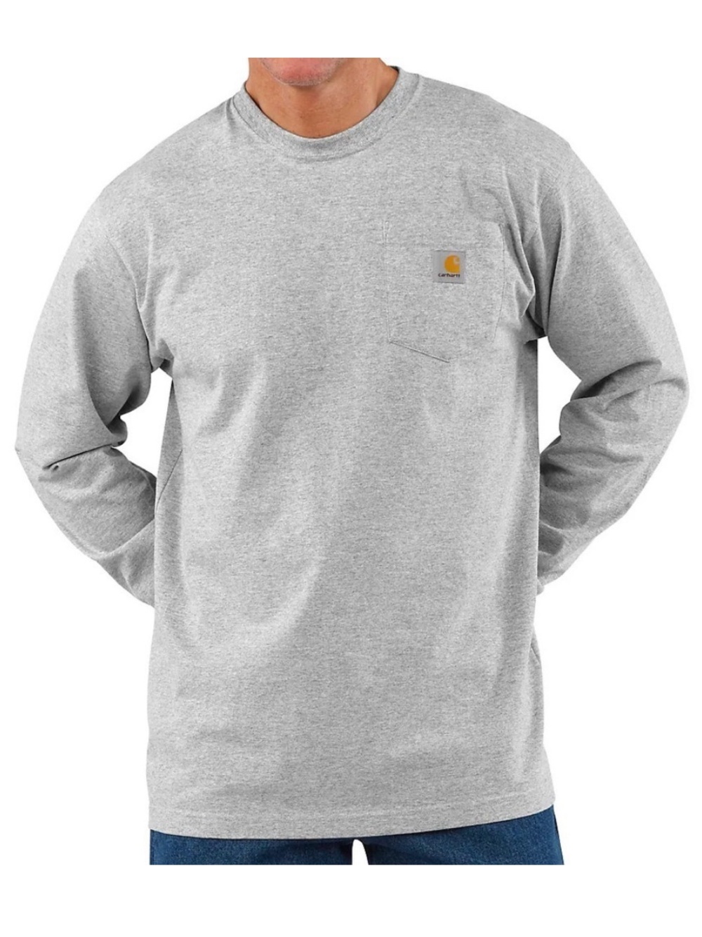 Carhartt K126 Men's Grey Loose Fit Long-Sleeve Workwear Pocket T-Shirt Size XL